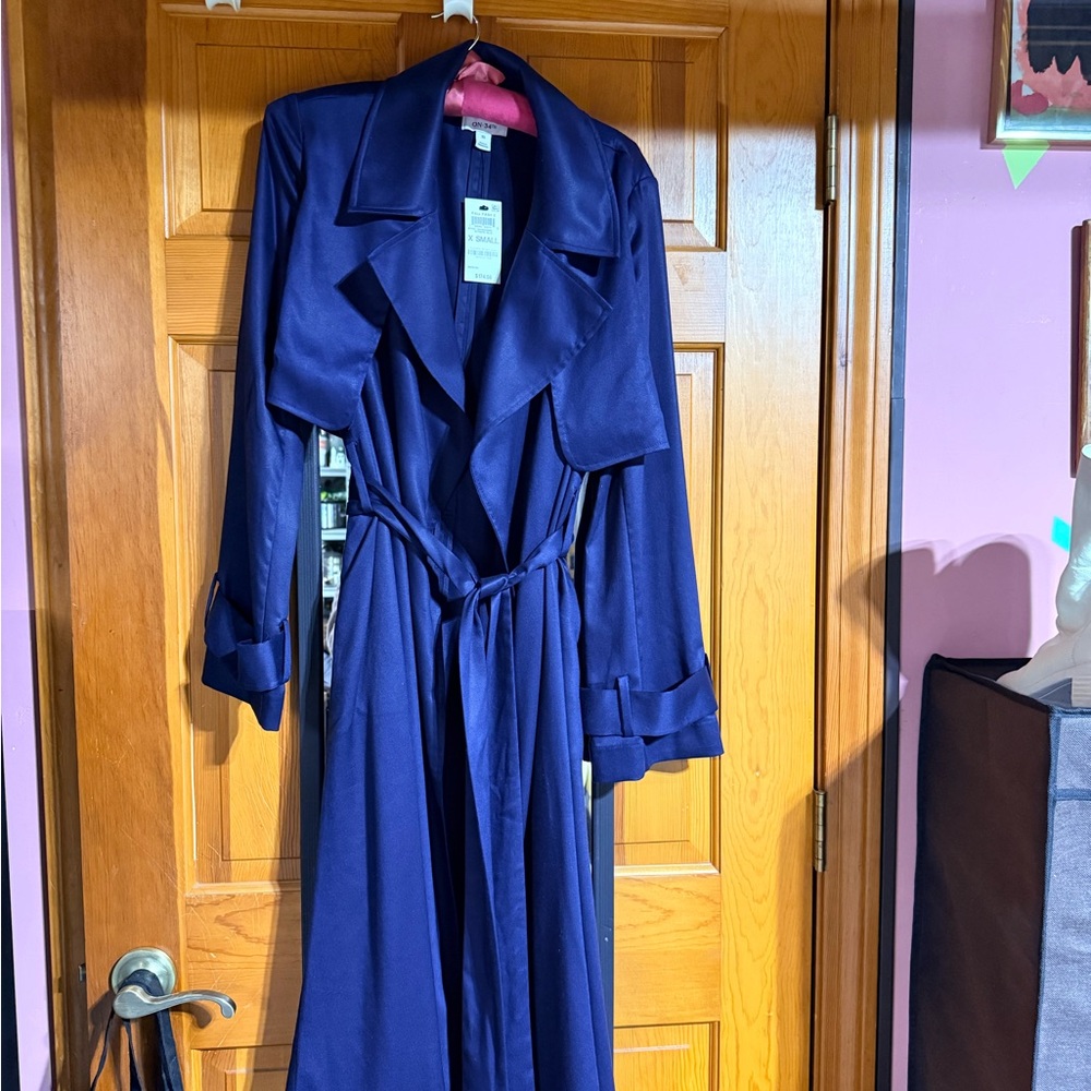 Navy blue trenchcoat style